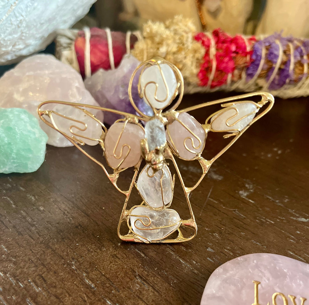 Rose Quartz Golden Angel