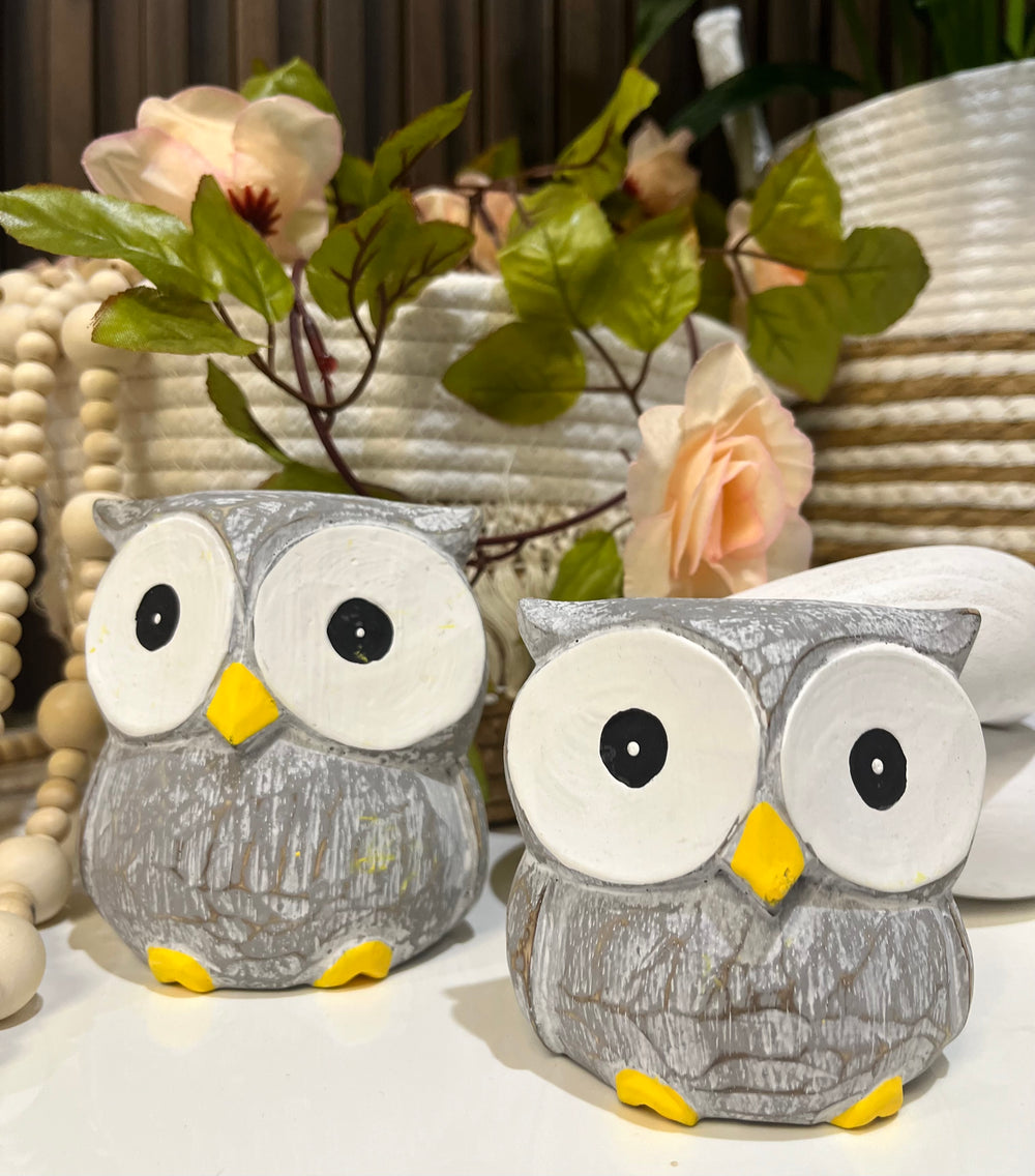 Set of 3 Wooden Owls