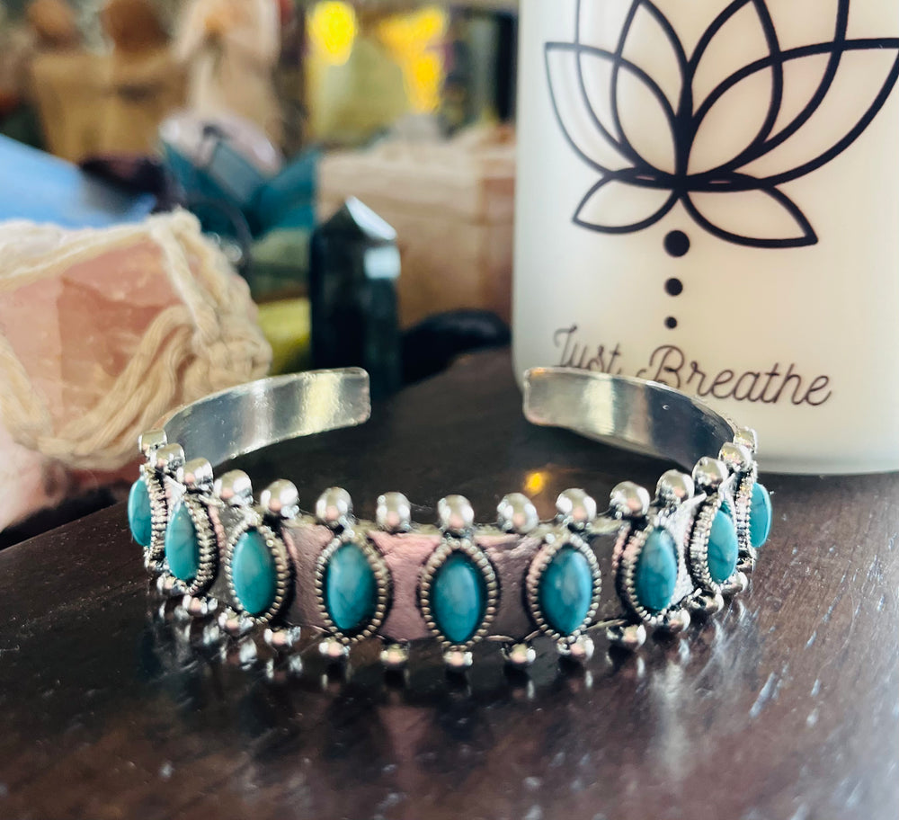 Boho Gem Beaded Open Bracelet