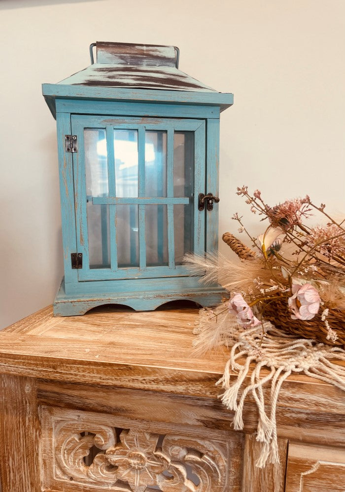 
                  
                    Wooden & Metal Lantern with glass & hinged door
                  
                