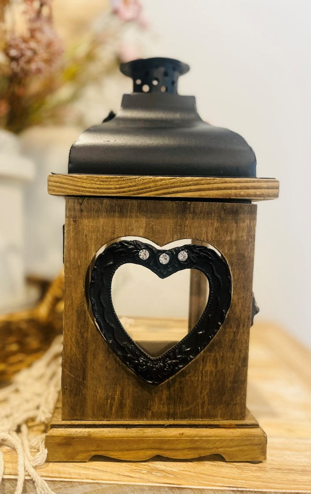 
                  
                    Wooden & Metal Lantern with hinged door & love heart
                  
                
