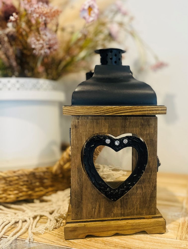 
                  
                    Wooden & Metal Lantern with hinged door & love heart
                  
                