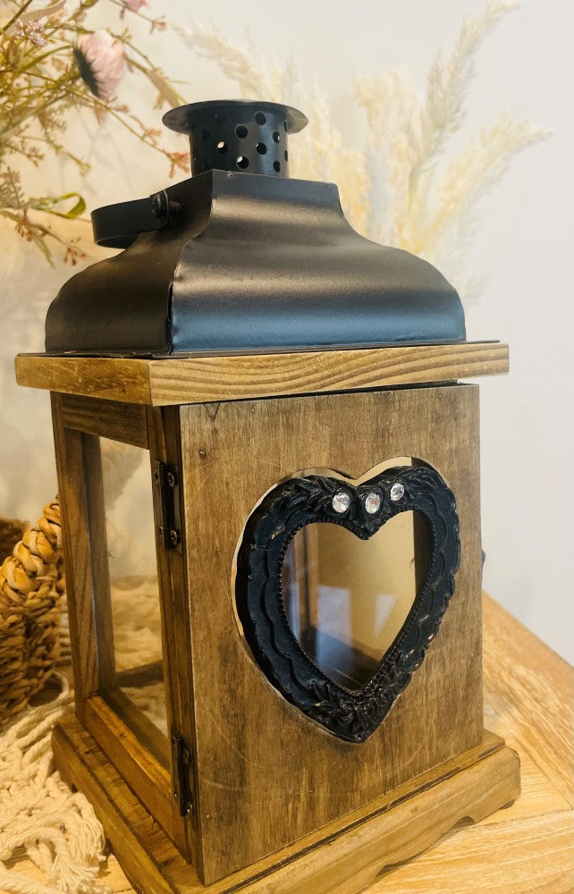 
                  
                    Wooden & Metal Lantern with hinged door & love heart
                  
                